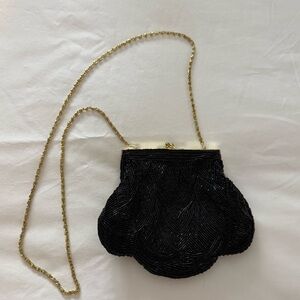 Elegant Black Beaded Evening Bag